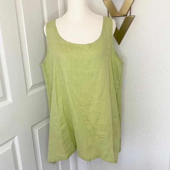 NWT Artful Home Go Lightly Maia A-Line Loose Linen Light Green Tank - Picture 2 of 11
